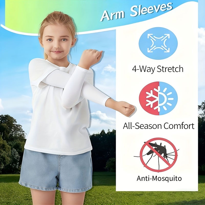 Breathable Kids Arm Sleeves 4 Pairs Black Gray White Unisex Sports Compression - Image 4