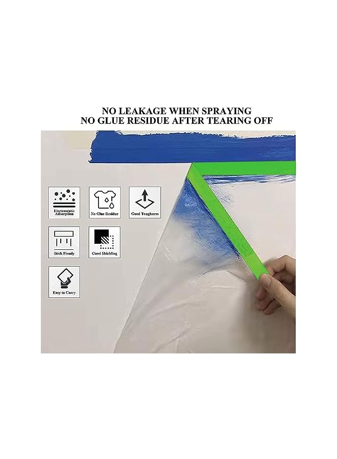 PROMASS promass REVHQ Pre-Taped Masking Film Painters Plastic Sheeting Roll, Clear Plastic Sheeting Plastic Drop Cloths for Painting, Automotive Appliance Plastic Sheeting Cover (3 Roll, 82ft Per Roll)  - Image 3