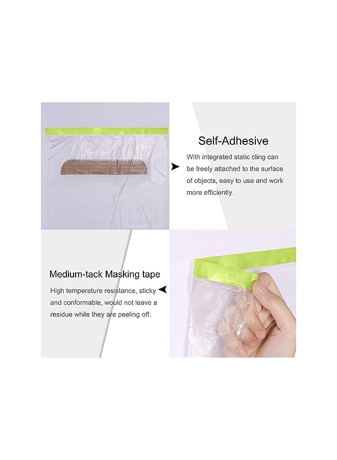 PROMASS promass REVHQ Pre-Taped Masking Film Painters Plastic Sheeting Roll, Clear Plastic Sheeting Plastic Drop Cloths for Painting, Automotive Appliance Plastic Sheeting Cover (3 Roll, 82ft Per Roll)  - Image 5