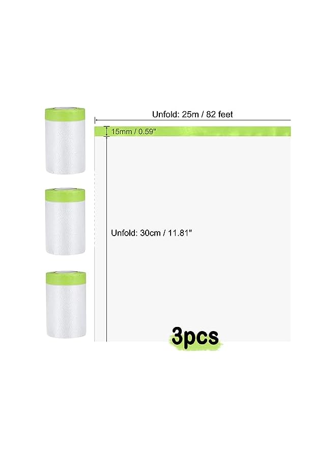 PROMASS promass REVHQ Pre-Taped Masking Film Painters Plastic Sheeting Roll, Clear Plastic Sheeting Plastic Drop Cloths for Painting, Automotive Appliance Plastic Sheeting Cover (3 Roll, 82ft Per Roll)  - Image 2