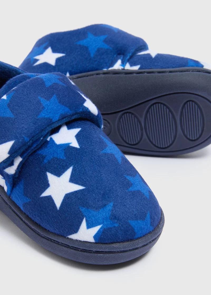 Matalan Boys Navy Star Slippers