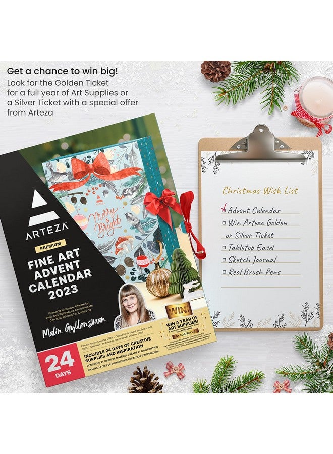 ARTEZA Arteza Advent Calendar 2023 (Fine Art, 24 Days) Art Supplies Holiday Gift for Adults, Includes Acrylic, Oil, Gouache Watercolor Paints, Chrome Markers  - Image 4