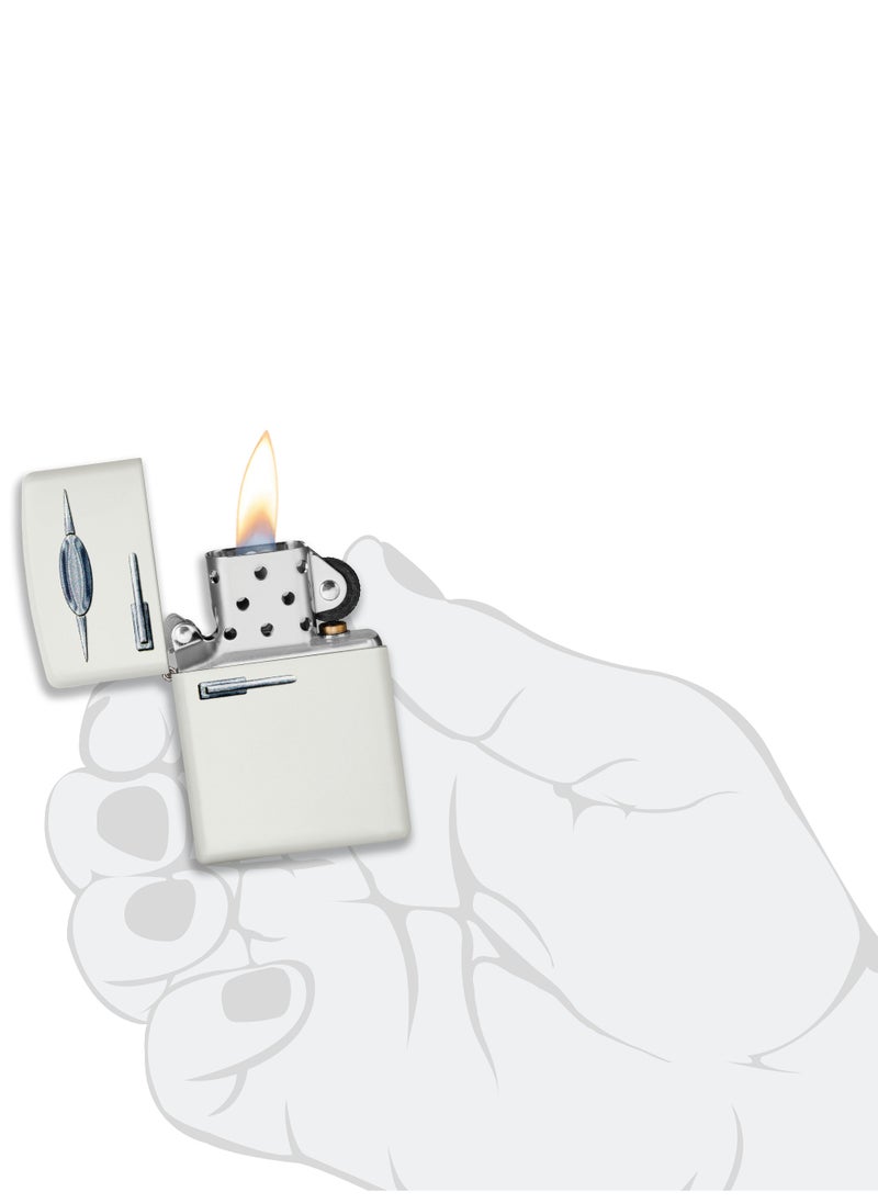 Zippo - Zippo 49636 214 Retro Fridge Texture Print White Matte Windproof Lighter - Image 1