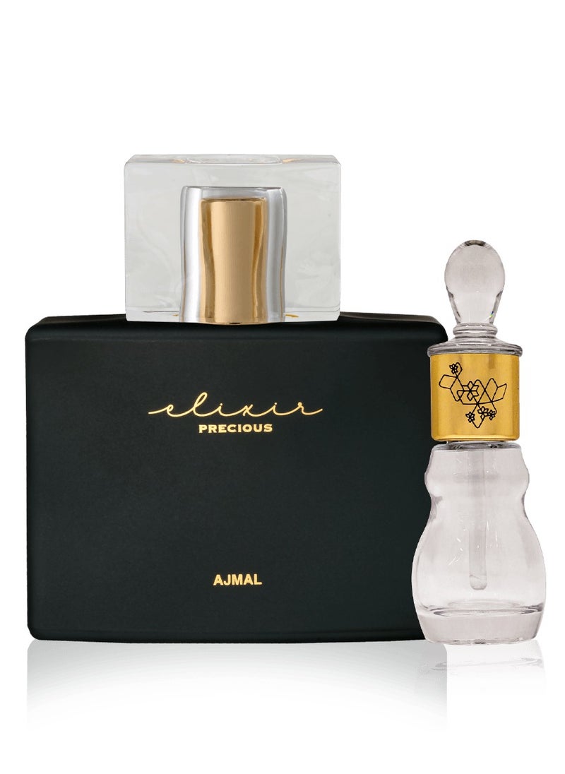 Ajmal - Elixir Precious EDP 100ml & Musk Silk Oil 12 GM - Sophisticated Fragrance Pairing - Image 1