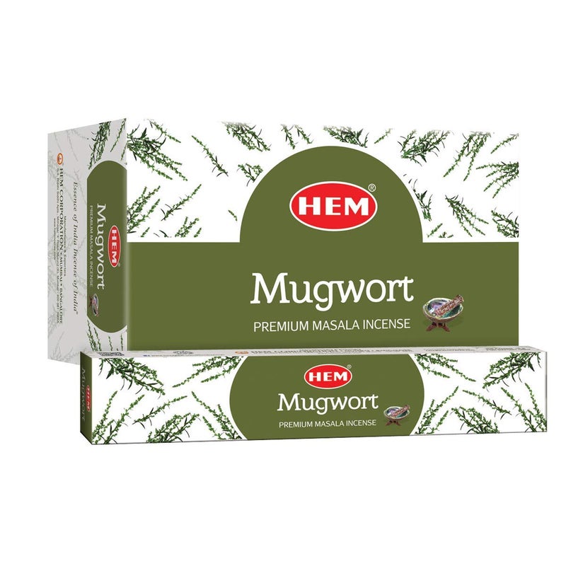 HEM Mugwort Masala Incense Sticks  12 Packets 15g Each  Premium Handcrafted Aroma  Calming Purifying Scent for Meditation  Yoga  LongLasting Fragrance for Home  Relaxation