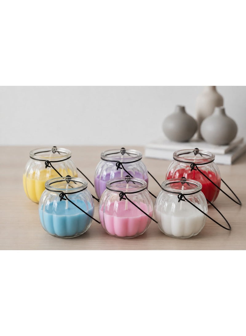 Pumpkin Jar Scented Candles Set, 6 Multicolor Smokeless Aromatherapy Wax Set with Metal Hanging Wire for Home Decor Festive Celebration and Gifting Multicolor - Image 4
