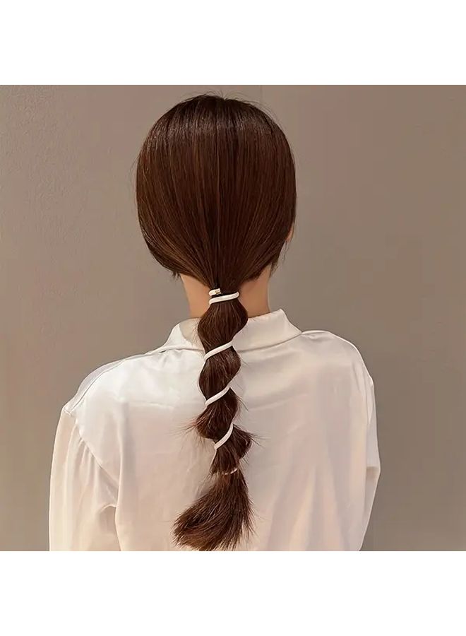 Stylish Coffee Brown Spiral Hair Ring Solid Color Telephone Wire Hair Rope High Elastic Anti Hair Damage Ponytail Hair Accessory - Image 2