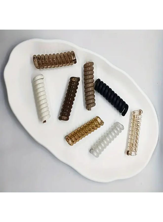 Stylish Coffee Brown Spiral Hair Ring Solid Color Telephone Wire Hair Rope High Elastic Anti Hair Damage Ponytail Hair Accessory - Image 5