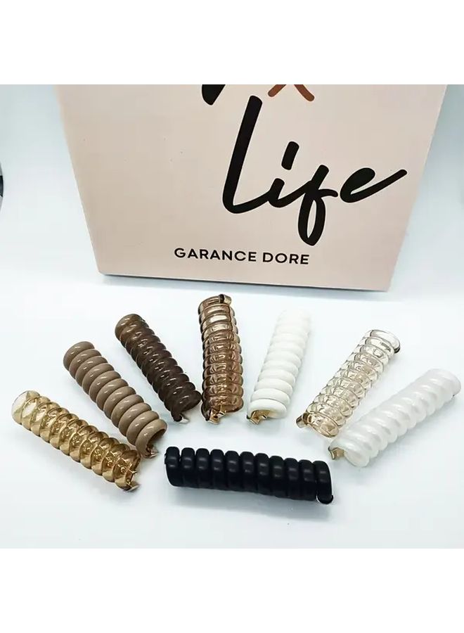 Stylish Coffee Brown Spiral Hair Ring Solid Color Telephone Wire Hair Rope High Elastic Anti Hair Damage Ponytail Hair Accessory - Image 1