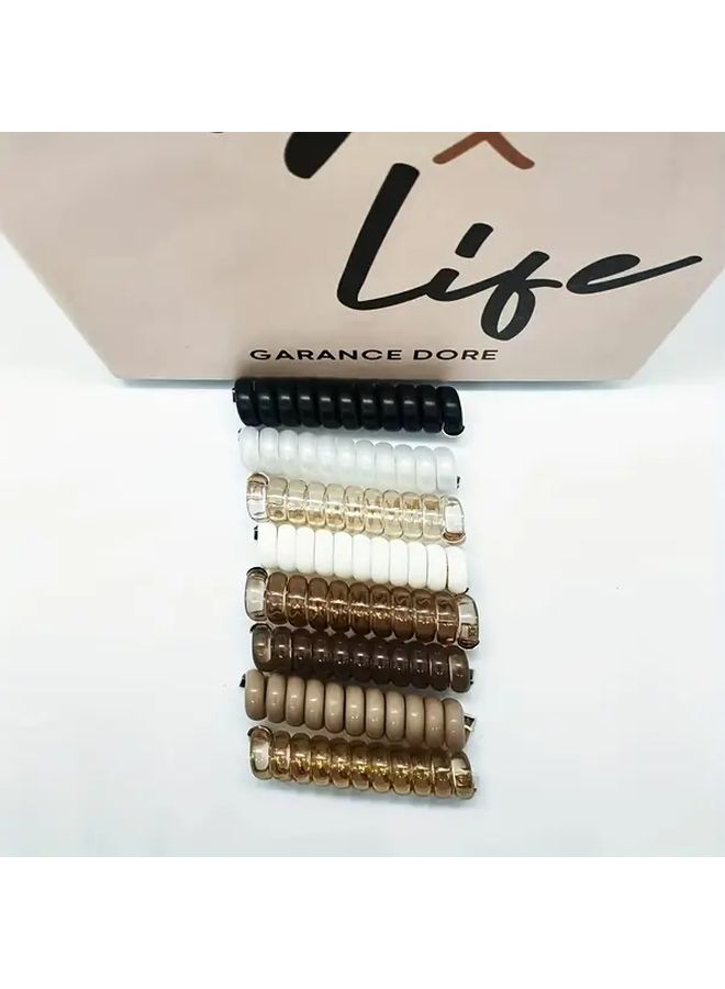 Stylish Coffee Brown Spiral Hair Ring Solid Color Telephone Wire Hair Rope High Elastic Anti Hair Damage Ponytail Hair Accessory - Image 3