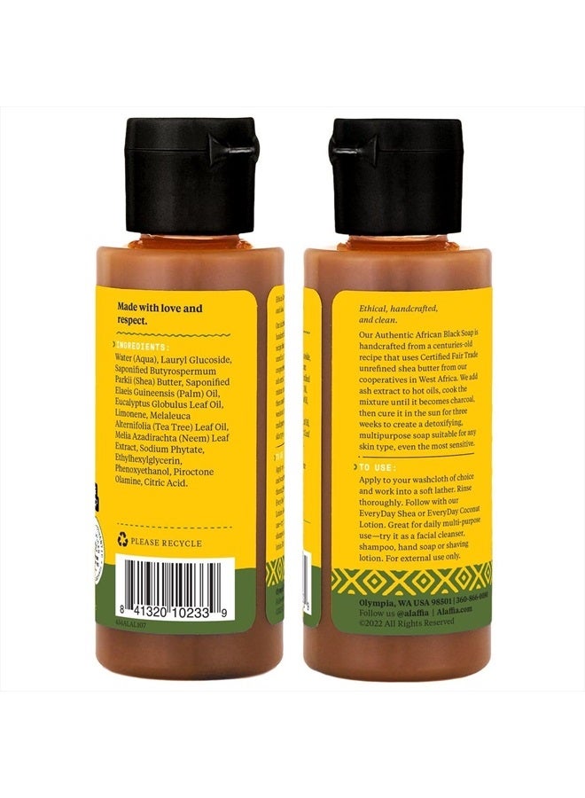 Alaffia Authentic African Black Soap Variety 2-Pack – All-In-One Liquid Soap, Travel-Size Eucalyptus Tea Tree + Full-Size Unscented Body Wash, Face Wash, Shampoo, Shaving Soap - Image 3