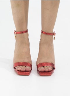LAMARAPARIS Roshni one band ankle strap 10cm high heel sandal red  - Image 5