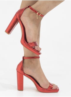 LAMARAPARIS Roshni one band ankle strap 10cm high heel sandal red  - Image 2