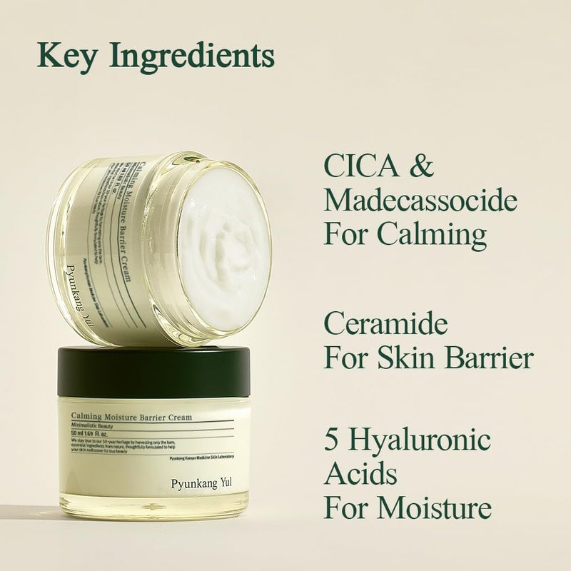 Pyunkang Yul كريم بارير مرطب مهدئ من بيونكانغ يول [PKY] يهدئ البشرة الحساسة على الفور، حمض الهيالورونيك والسيراميد للترطيب، نباتي، العناية بالبشرة الكورية (1.69 أونصة سائلة، 50 مل) - Image 5