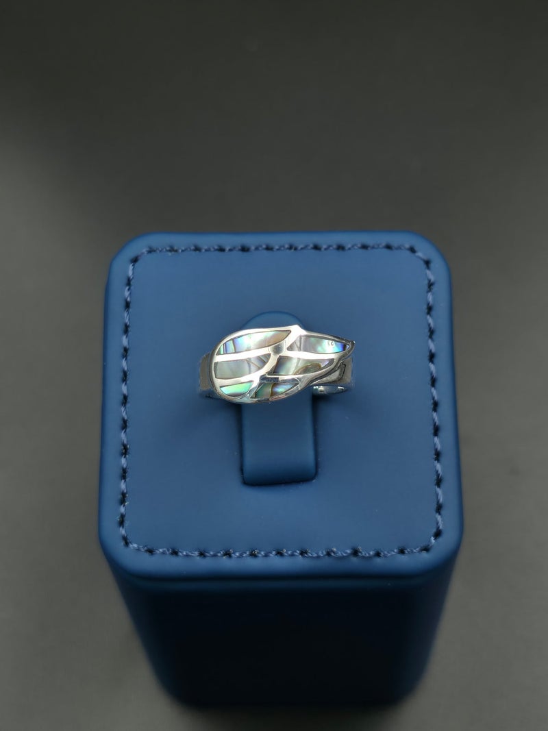 Kanira Premium 925 Sterling Silver Geometric Honeycomb Ring with Abalone Shell Inlay | Minimalist Hexagon Band for Women | KANIRA | Size 8 - Image 2