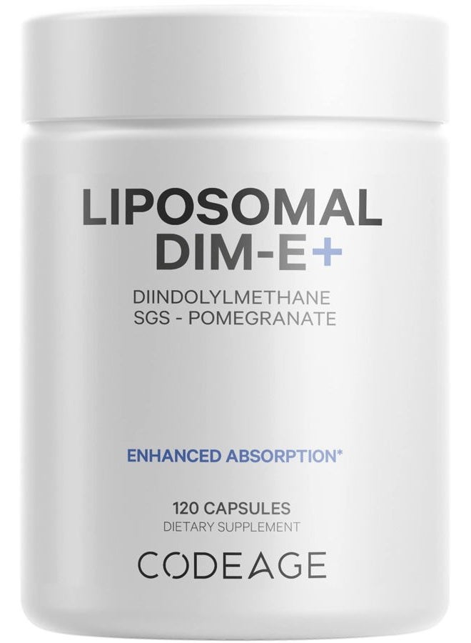 Codeage Liposomal DIM Supplement - 4 Months Supply of DIM Vitamins and SGS, Pomegranate, Broccoli, Vitamin E Isomers Tocopherols Alpha Beta Gamma Delta - Liposomal Formula - Gluten-Free - 120 Capsules - Image 1