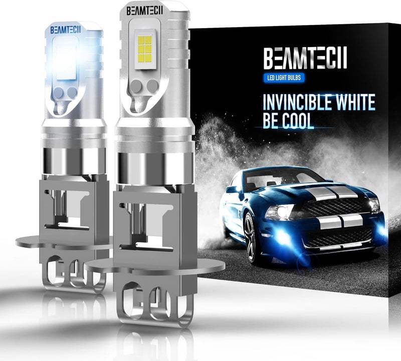 BEAMTECH H3 Fog Light Bulbs,6500K White 1:1 Size 3200 Lumens Extremely Super Bright Non-Polarity of 2 - Image 1