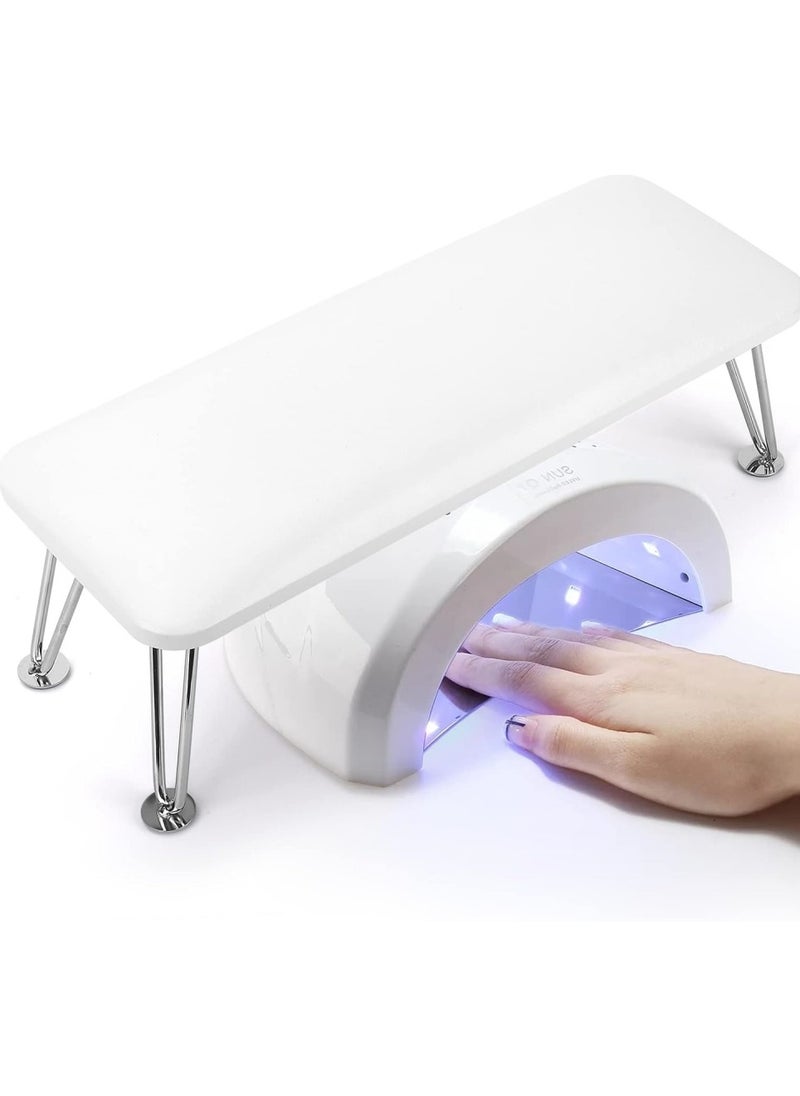 Ru syanl Nail Arm Rest for Acrylic Nails Microfiber Leather Nail Hand Rest Cushion for Nails Soft Hand Pillow Footstool with 2 Stainless Steel Stands Thick Sponge Nail Pillow for Nail Tech Use (White)  - Image 1