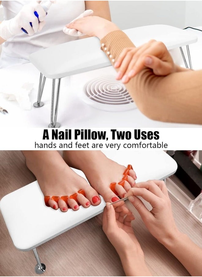 Ru syanl Nail Arm Rest for Acrylic Nails Microfiber Leather Nail Hand Rest Cushion for Nails Soft Hand Pillow Footstool with 2 Stainless Steel Stands Thick Sponge Nail Pillow for Nail Tech Use (White)  - Image 5