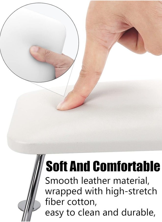 Ru syanl Nail Arm Rest for Acrylic Nails Microfiber Leather Nail Hand Rest Cushion for Nails Soft Hand Pillow Footstool with 2 Stainless Steel Stands Thick Sponge Nail Pillow for Nail Tech Use (White)  - Image 3