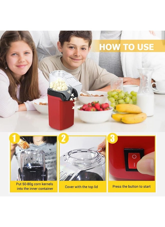 Popcorn Popper, Anself Mini Popcorn Popper Hot Air Popcorn Machine Corn Kernel Air Popper Compact Electric Popcorn Maker With Measuring Spoon (No Oil Required)