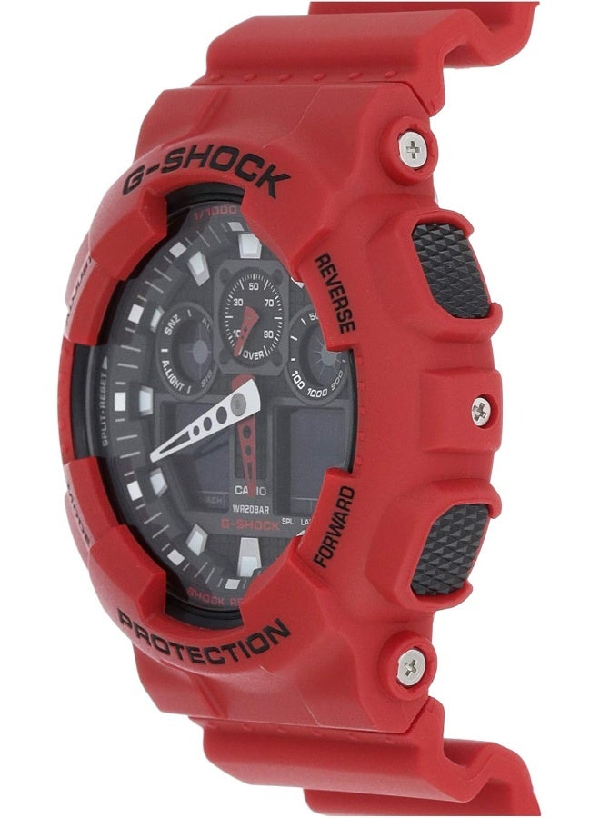 Casio G-Shock Watch - GA-100B-4ADR Black Dial, Red Band - Image 2