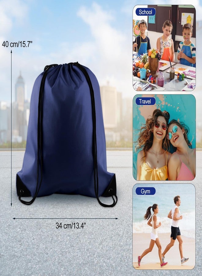 KUUQA 40Pcs Drawstring Backpack Bags Bulk Navy Blue Drawstring Bag Foldable Gym Bag Sport Cinch Sack String Backpack Storage Bags for Women Men Shopping Gym Travel Sports - Image 4