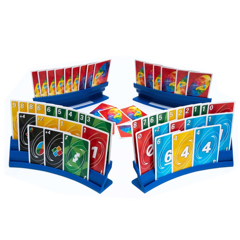 BORICO Card Holders for Playing Cards 4 Pack Playing Card Holder for Kids and AdultsStackable Storage Game Card Tray for Arthritis Patients with a Travel Pouch Blue - Image 3
