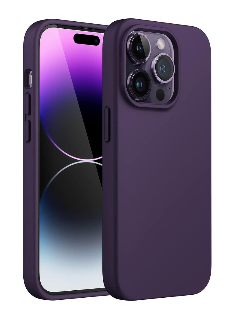Y&D Silicone Case for iPhone 14 Pro 6.1-Inch Silky-Soft Touch Full-Body Protective Phone Case, Shockproof Cover with Microfiber Lining Deep Purple