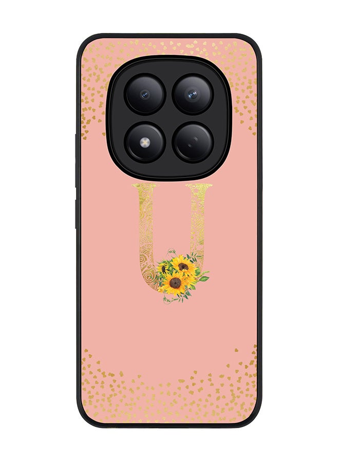 For Xiaomi Redmi Note 15 Pro 4G Case,Slim fit Camera Protection, Shockproof Thin Phone cover  - Custom Floral Monogram - U  (Rose Pink )