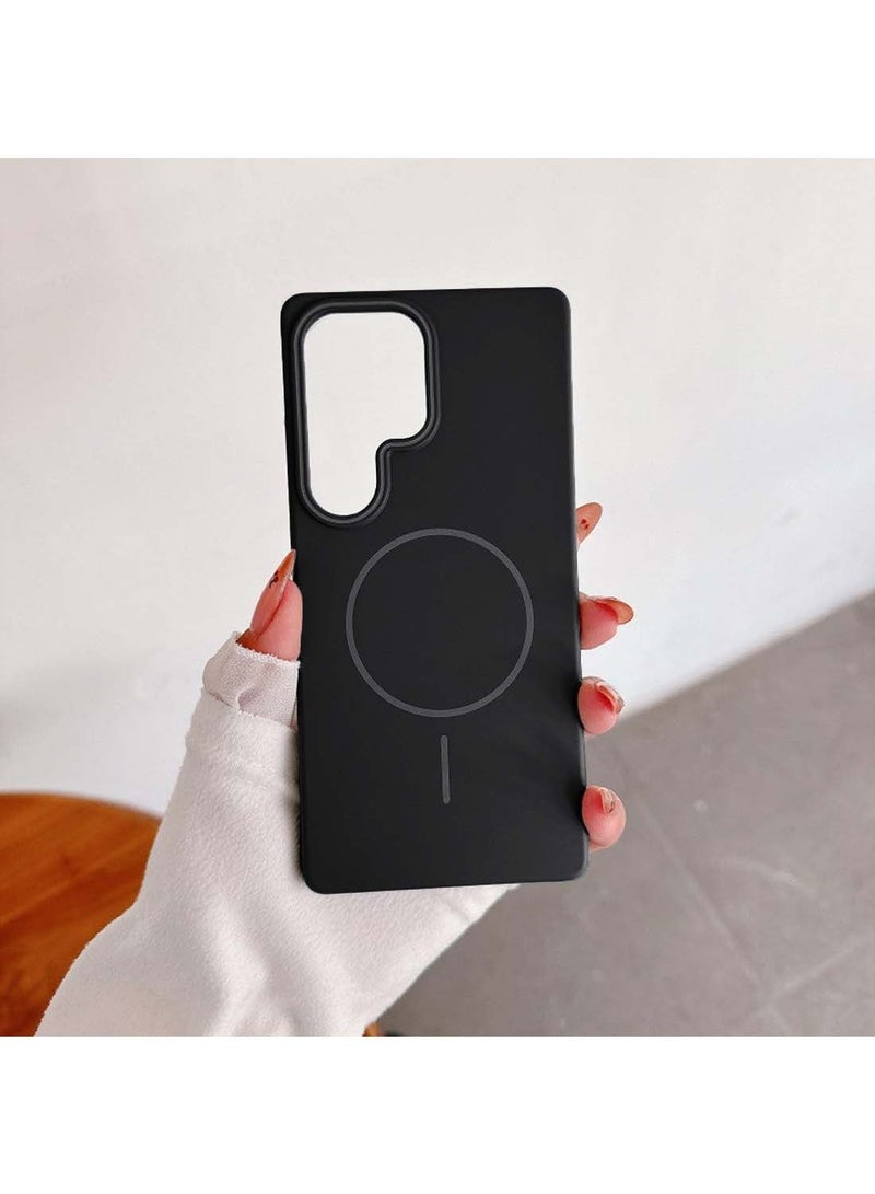 دبليو تيك سامسونج جالاكسي S24 الترا 5 جي 2024 سيندي سلسلة سيليكون سائل ممتاز متوافق مع غطاء جراب حلقي رفيع من Magsafe - أسود - Image 2