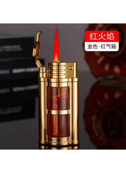 Wholesale transparent warehouse visual transom direct lighter personality creative multi-color gas warehouse red and blue flame lighterDC22E-1 red flame golden red gas box DC22E-1 red flame golden red gas box