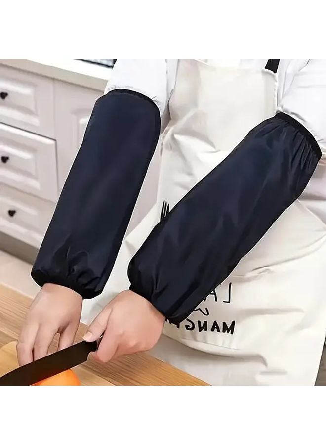 6 Pieces Black PVC Waterproof Arm Sleeves Elastic Cuffs Oil Resistant Unisex - Image 2
