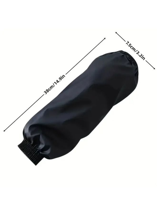 6 Pieces Black PVC Waterproof Arm Sleeves Elastic Cuffs Oil Resistant Unisex - Image 3