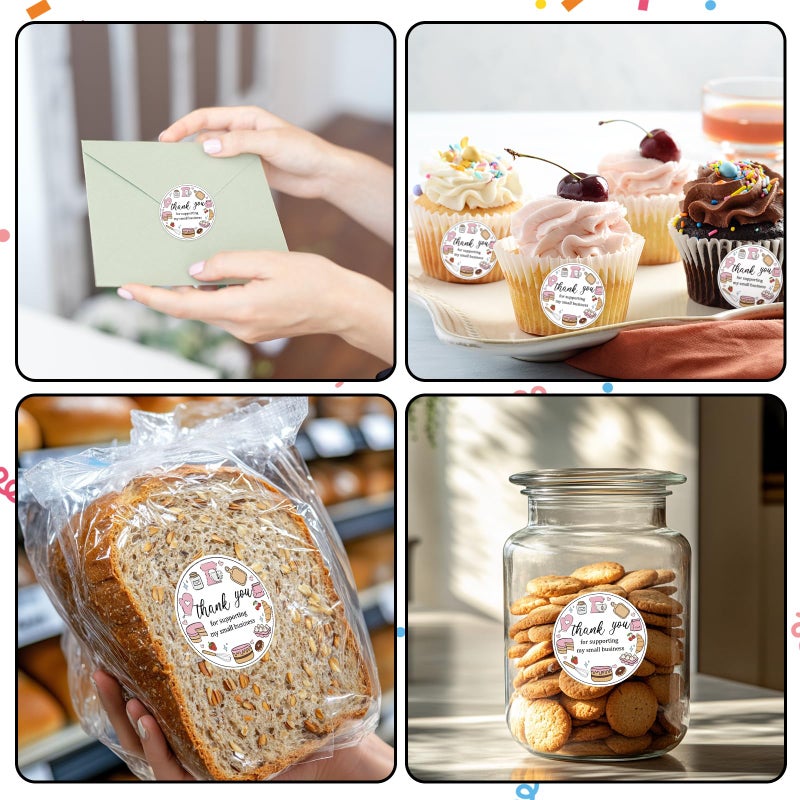 Heyfibro 500 PCS 1.5 Inch Thank You for Supporting My Small Business Stickers for Packing, Parties, Bags, Boxes(Baked Goods 2) - Image 4
