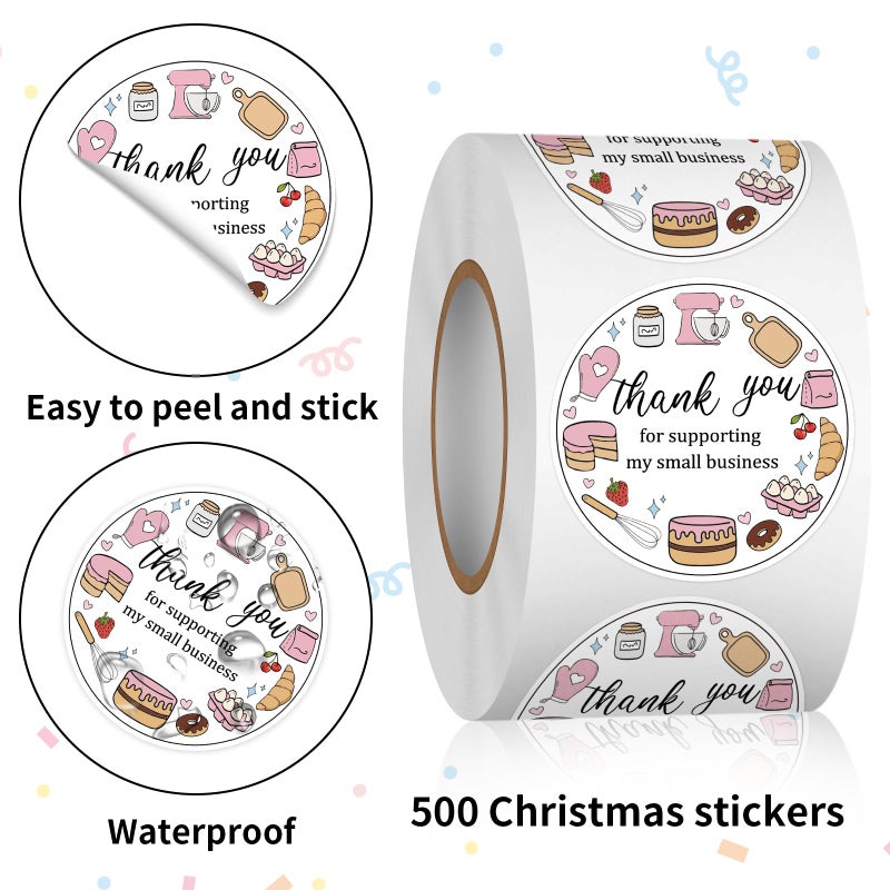 Heyfibro 500 PCS 1.5 Inch Thank You for Supporting My Small Business Stickers for Packing, Parties, Bags, Boxes(Baked Goods 2) - Image 3