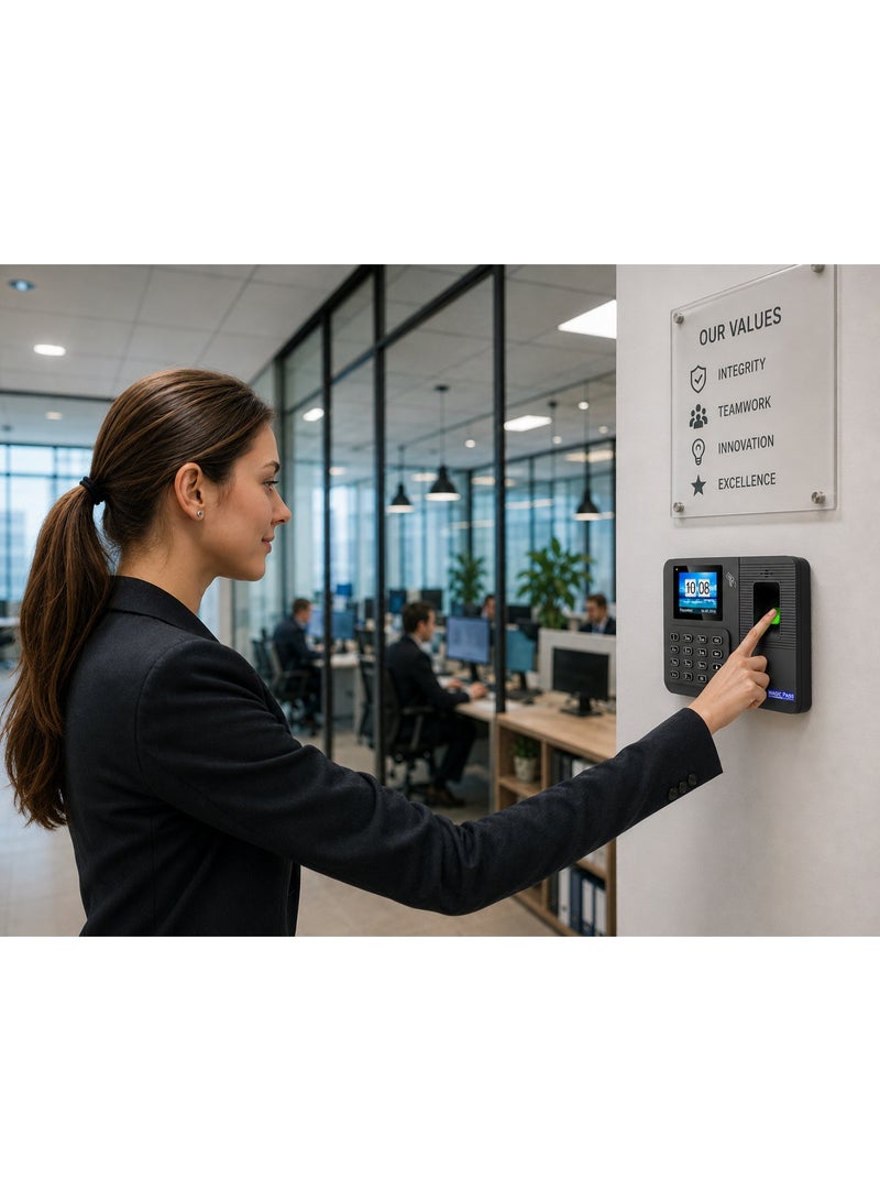 MAJIK Magic Pass MP-20656 Fingerprint, Card & Password Time Attendance Machine with 2.4 Inch TFT Screen & TCP/IP - Image 3