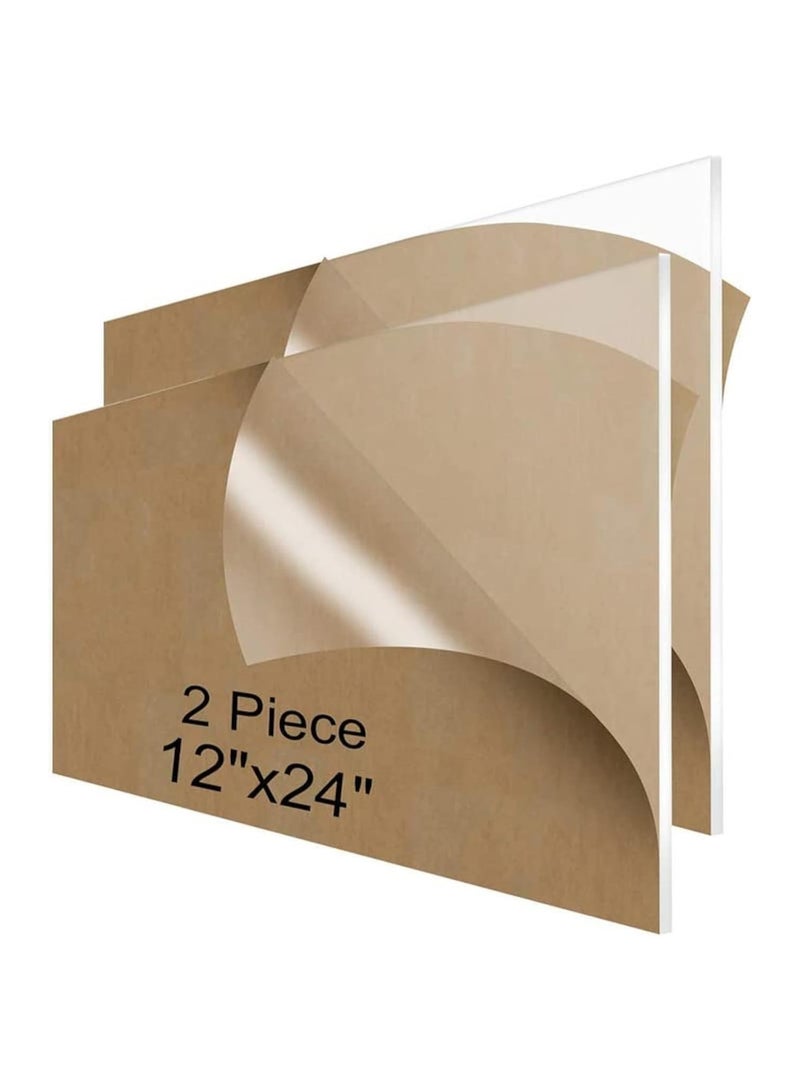 تي بي جي بي صفيحة أكريليك مقاس 12x24 بوصة (قطعتان)، بسمك 1/8 بوصة لوح شفاف للمشاريع اليدوية واللوحات والعرض  - Image 1