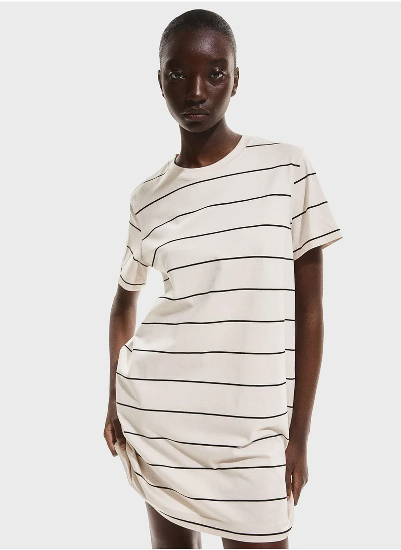 H&M Crew Neck Striped T-Shirt Dress