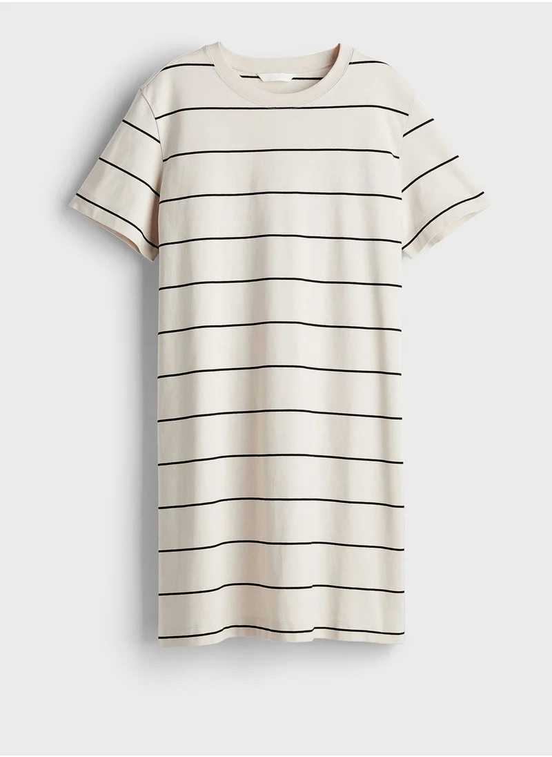 H&M Crew Neck Striped T-Shirt Dress