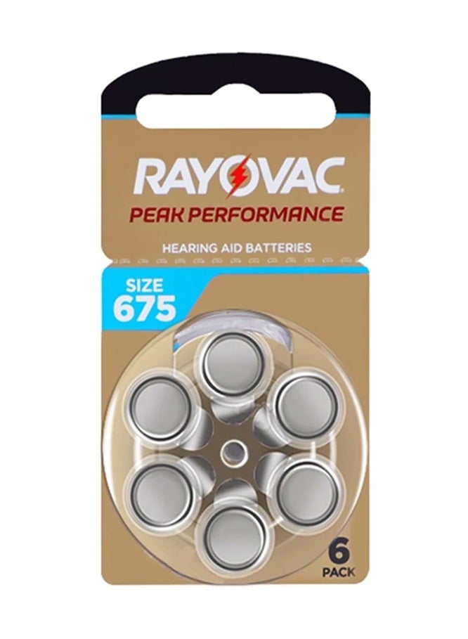 رايوفاك بطاريات أجهزة السمع ذات الأداء العالي - النوع 675 (PR44) عبوة نفطة (6 قطع) - Image 1