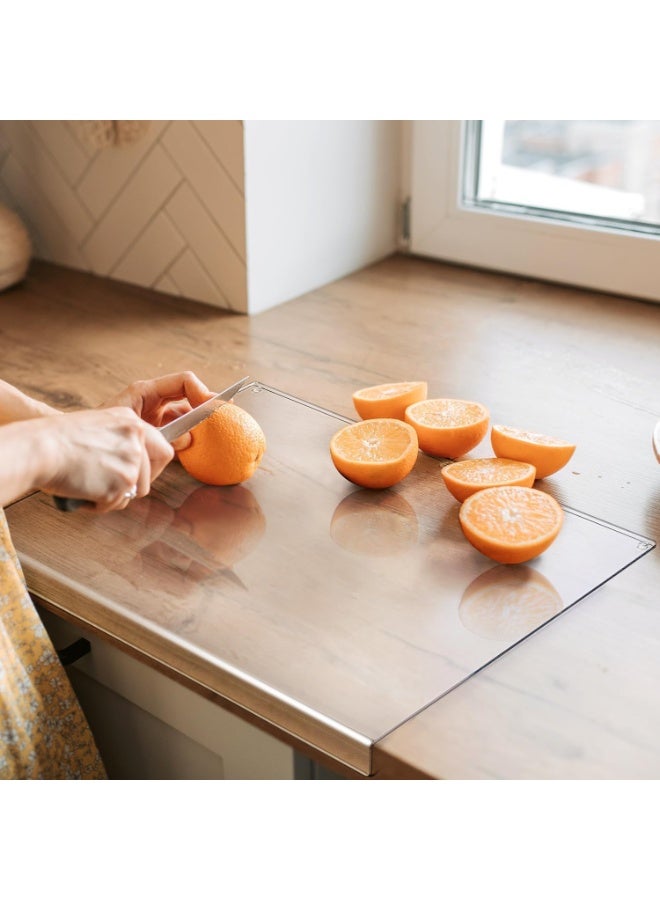 Beauenty Arabest Acrylic Cutting Board, Non-Slip Counter Protector with Raised Lip, Clear Kitchen Chopping Board for Home/Restaurant, Dishwasher-Safe (60x45cm) - Image 2