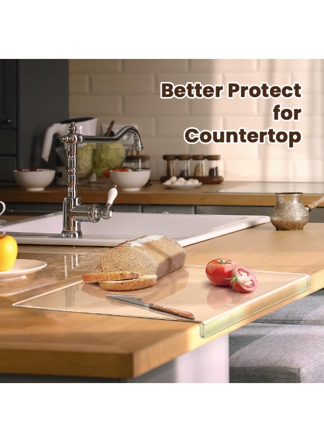 Beauenty Arabest Acrylic Cutting Board, Non-Slip Counter Protector with Raised Lip, Clear Kitchen Chopping Board for Home/Restaurant, Dishwasher-Safe (60x45cm) - Image 3