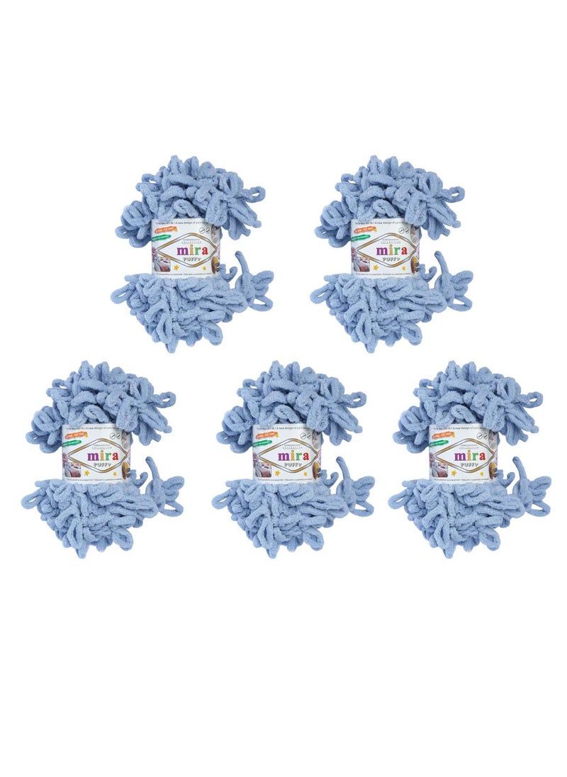 Mira - Mira Puffy Yarn - Soft and Chunky Crochet and Knitting Yarn for Blankets and Creative DIY Projects - Pack of 5 , Light Cyan - Image 1