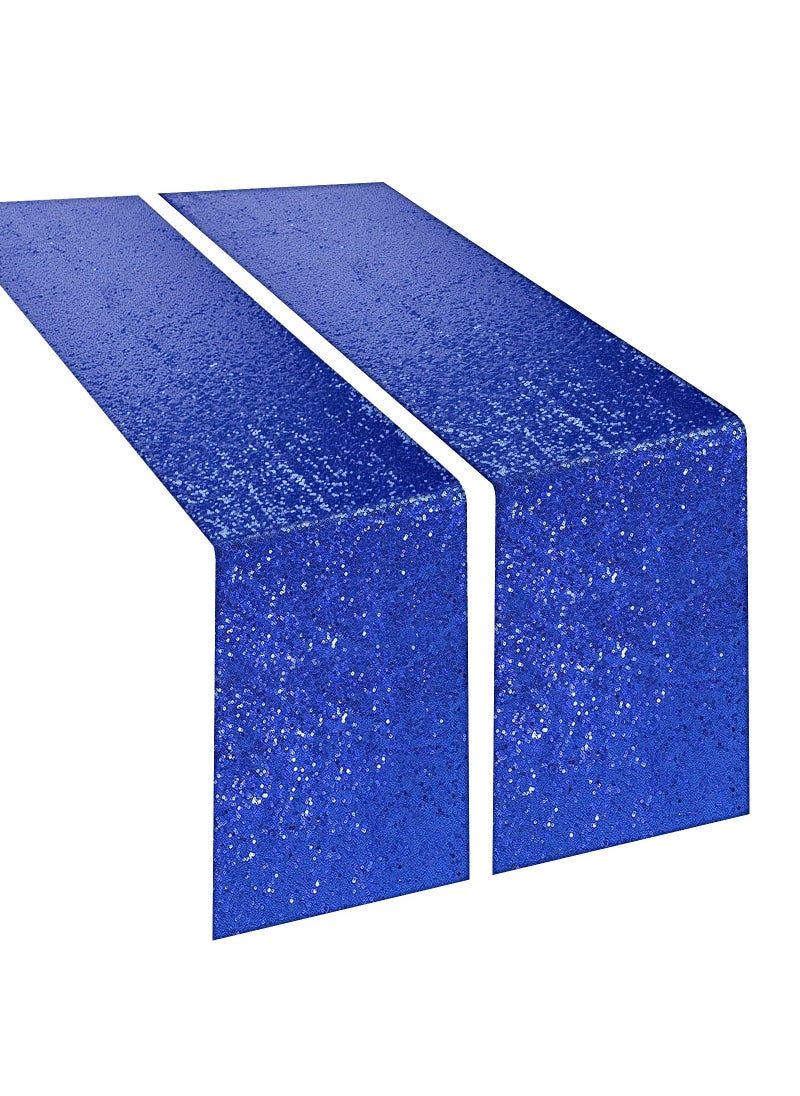 yuboo yuboo Royal Blue Spring Table Runners 2 Pack 12x108 Sequin Table Runner Blue Glitter Table Cloth Party Supplies for BirthdayWeddingRamadan PartyBridal Baby ShowerGraduation Decorations 
