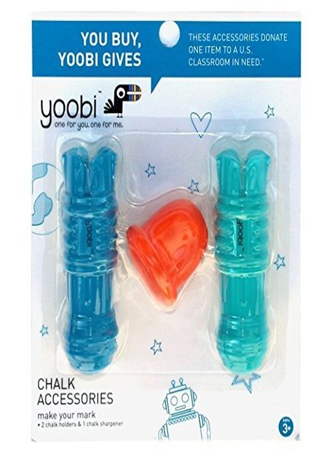 Yoobi Chalk Accessory Pack, 2 Holders, 1 Sharpener - Multicolor