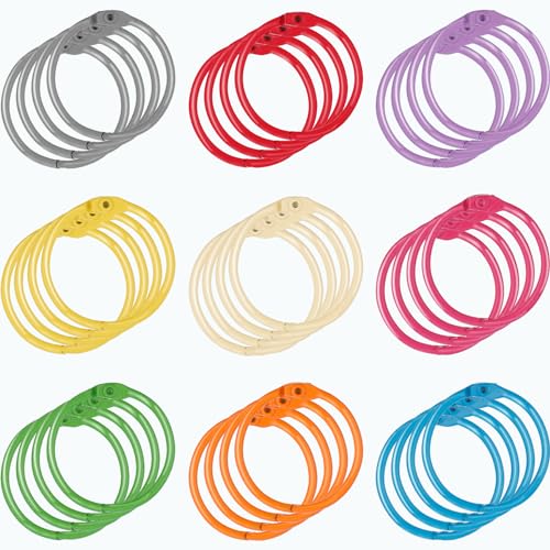 AKONEGE 1.8 Inch (36 Pack) Metallic Loose Leaf Binder Rings 45mm Colorful Metal Steel Book Rings Keychain Key Rings Notebook Paper Rings for Index Cards Flash Cards for School Office Home, 9 Colors - Image 3