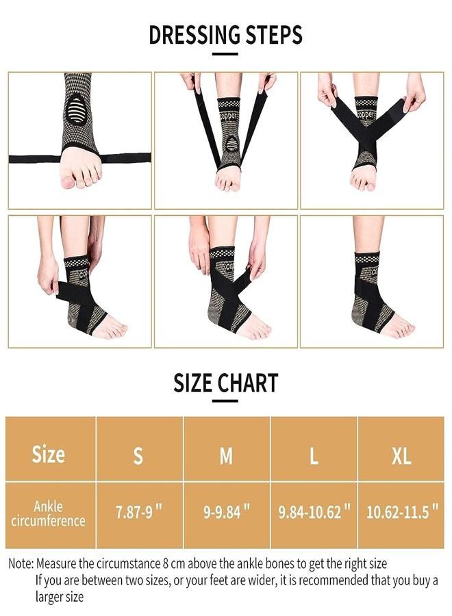 كوبر النحاس الكاحل دعم هدفين، 2 حزمة الأشرطة قابل للتعديل ضغط الدعم للرجال النساء مع القدم حتى هدفين، الكاحل يلف، الدعم، التواء، كم، استقرار القدم إصابة الانتعاش، الذهب(M) - Image 5