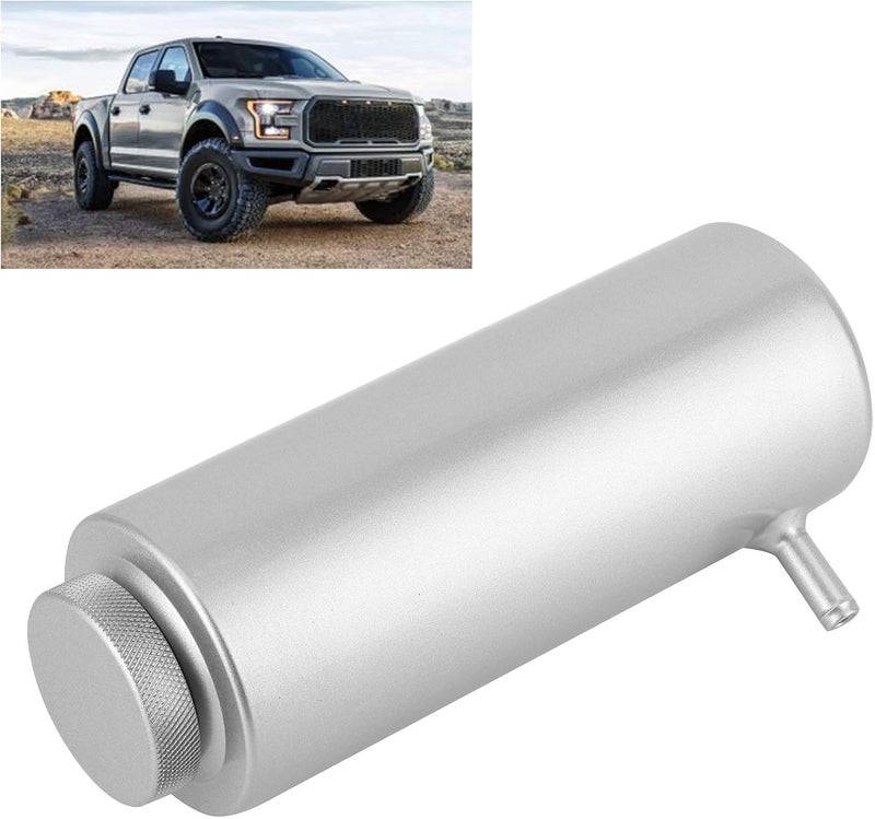 3x7.5in Radiator Coolant Oil Catch Can Overflow Tank Bottle, Universal Aluminium Alloy Overflow Catch Tank, 800ml/27oz Capacity for All Vehicles, Durable and (Silver) - Image 2