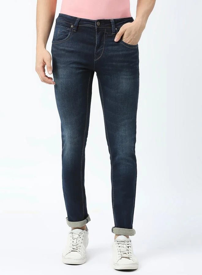 LAWMAN Pg3 Mid Rise Low Fade Jeans with Button Closure by Styli